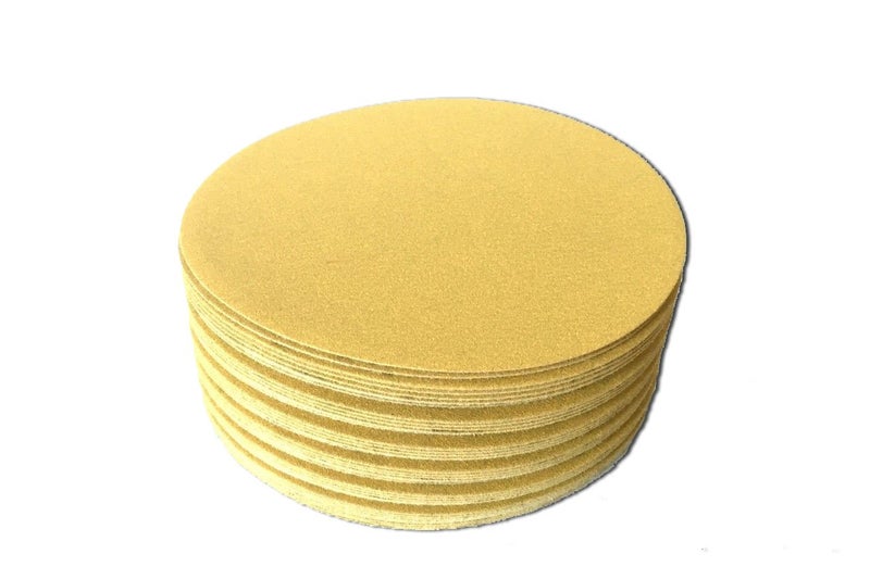 Starcke 3 inch Sanding Discs Hook and Loop Round Sand Paper Disc, Gold Aluminum Oxide No Hole Hook and Loop Sanding Discs, 220 Grit Sandpaper Auto Body Sandpapers for Wood, Paint, Metal & Plastics, 100 Pack - Image 1